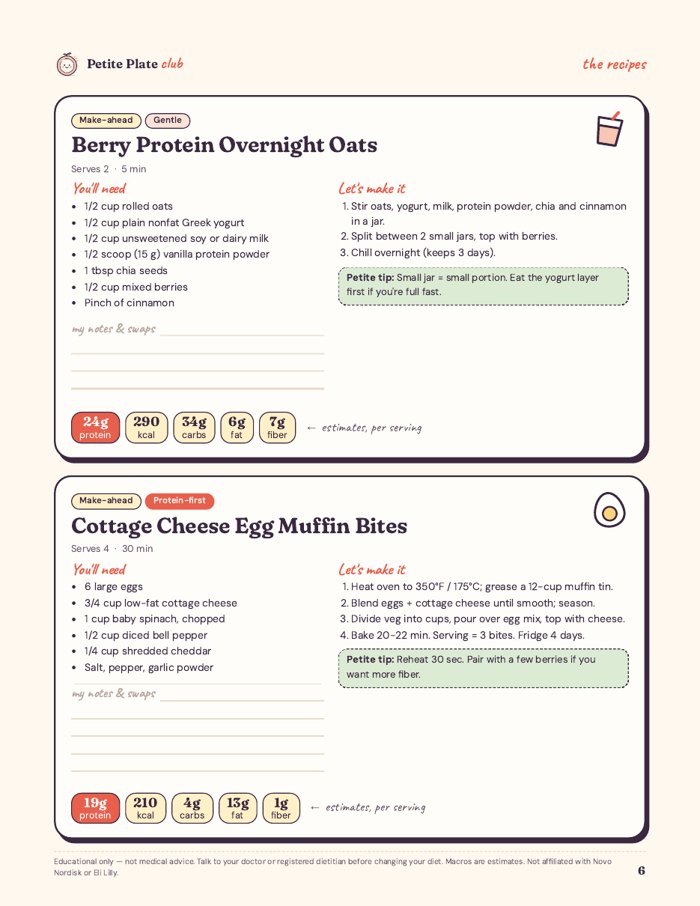 Recipe cards preview